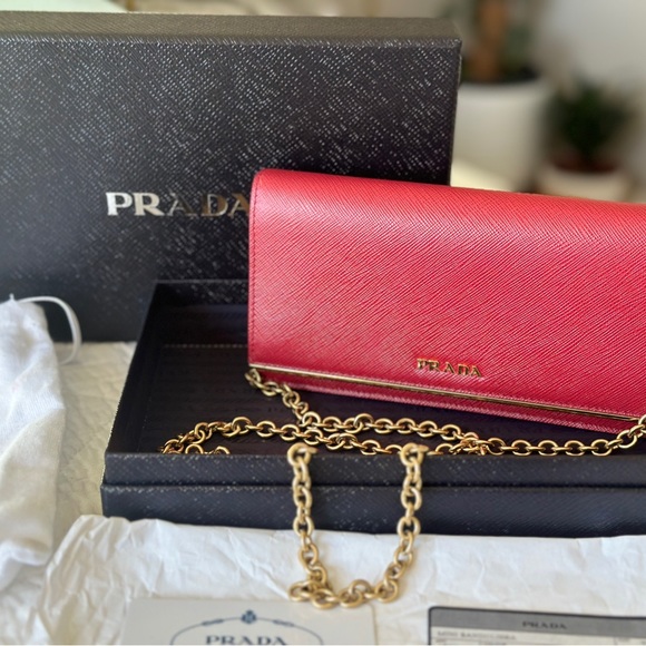 Prada Mini Bandoliera handbag in Red (Fuoco) color - Picture 2 of 10
